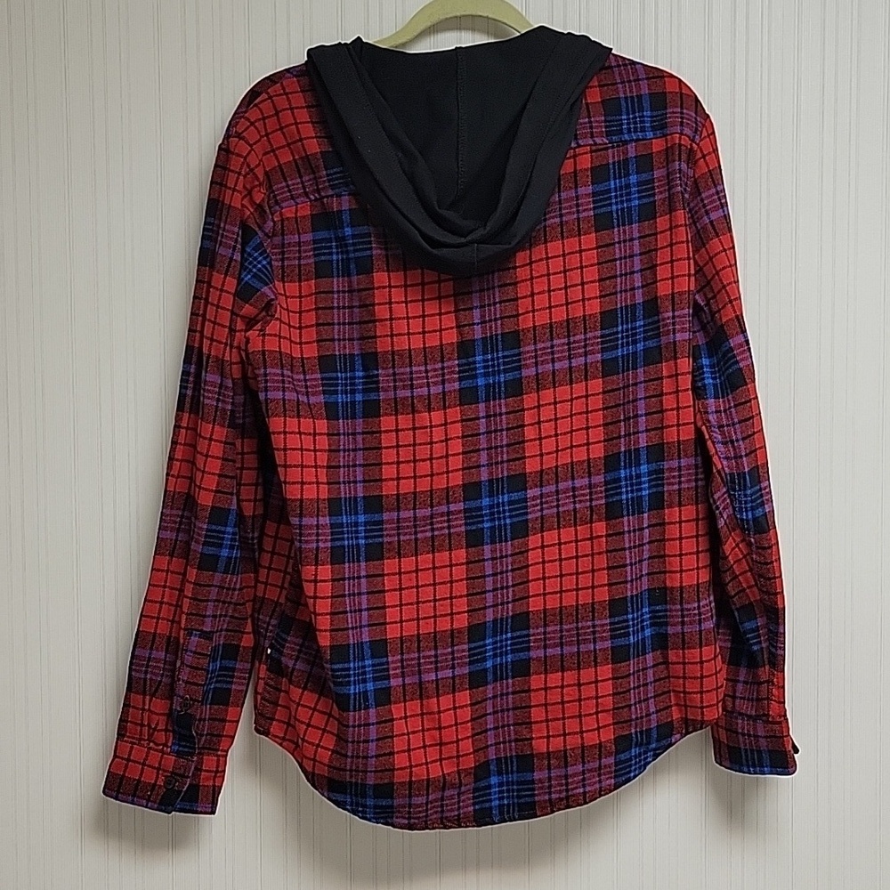 Edgar + Ash long sleeve plaid hooded flannel. Men's medium. new with tags - Picture 3 of 5